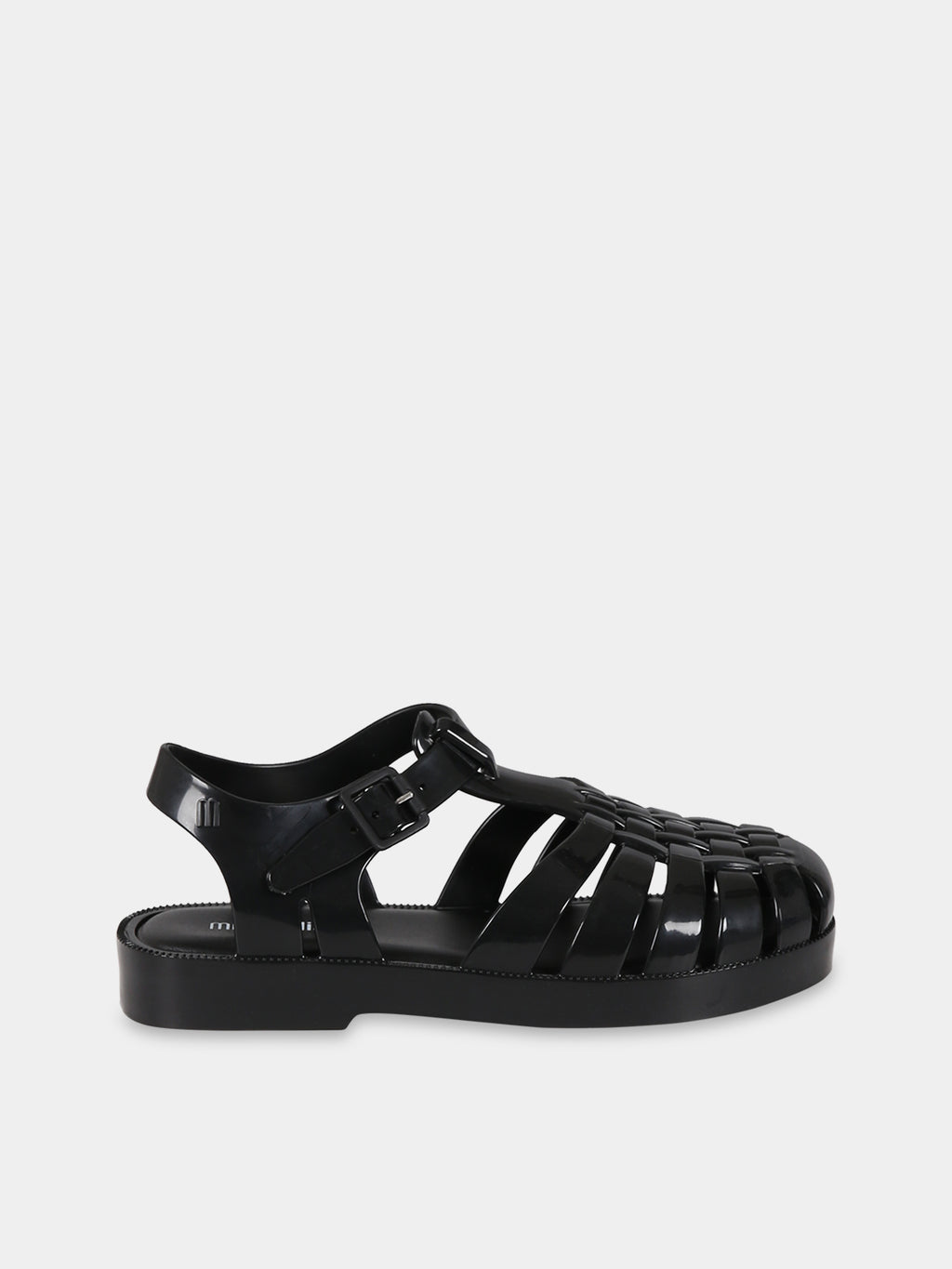 Black sandals for girl with logo